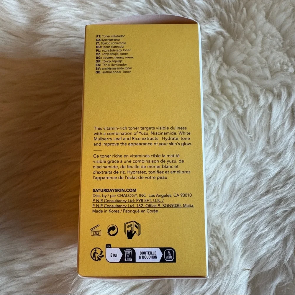 NEW Saturday Skin Yuzu Vitamin C Bright Toner 125ml